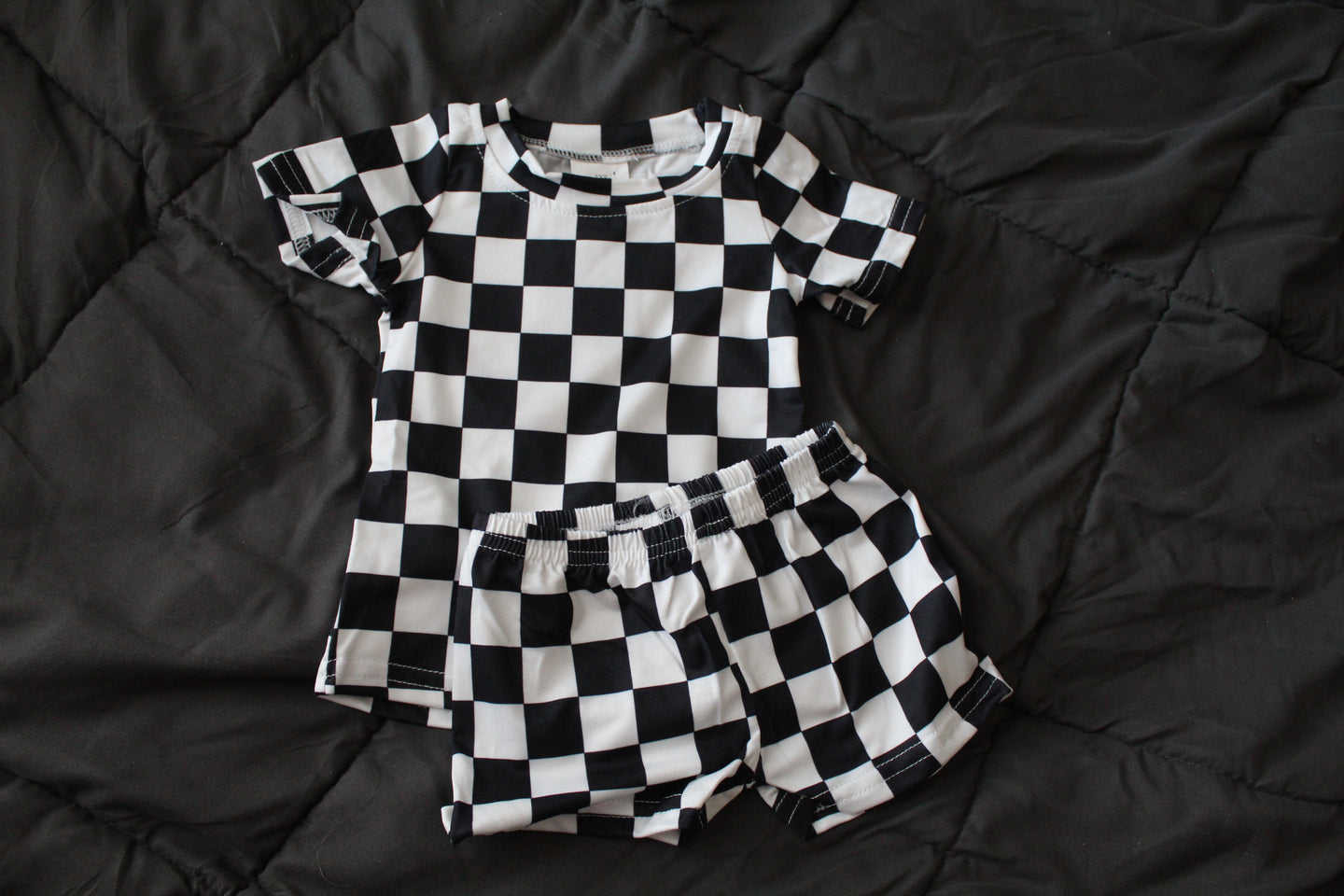 Black Checkered Short Pajamas